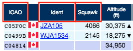 ICAO, IDENT and SQUAWK Fields 